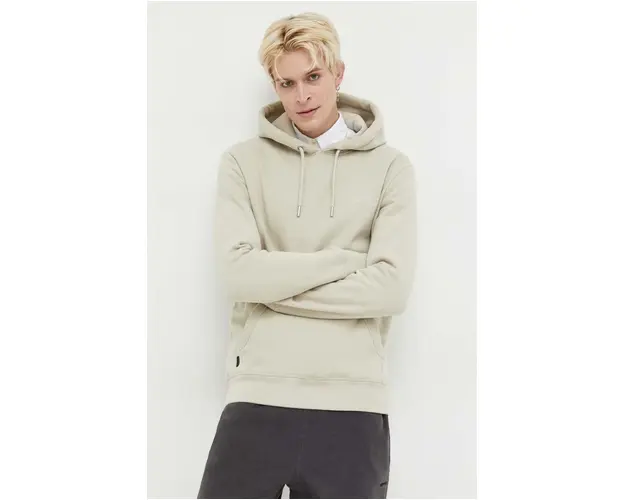 Superdry bluza barbati, culoarea bej, cu gluga, neted