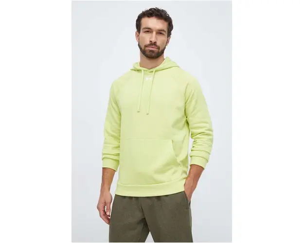 Under Armour bluza barbati, culoarea verde, cu gluga, neted
