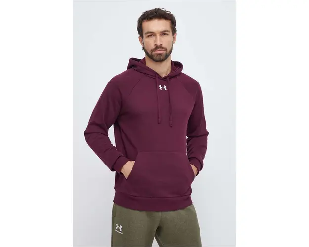 Under Armour bluza barbati, culoarea bordo, cu gluga, neted