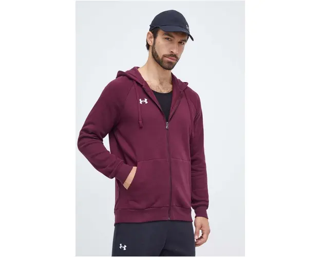 Under Armour bluza barbati, culoarea bordo, cu gluga, neted