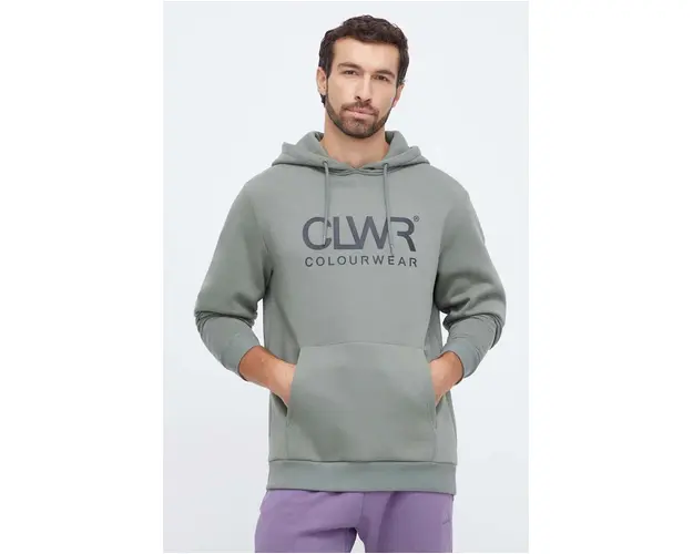 Colourwear bluza barbati, culoarea verde, cu gluga, cu imprimeu