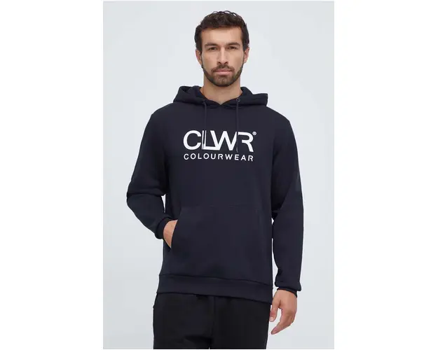 Colourwear bluza barbati, culoarea negru, cu gluga, cu imprimeu