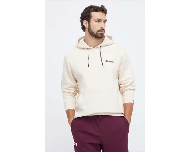 Ellesse bluza barbati, culoarea bej, cu gluga, neted
