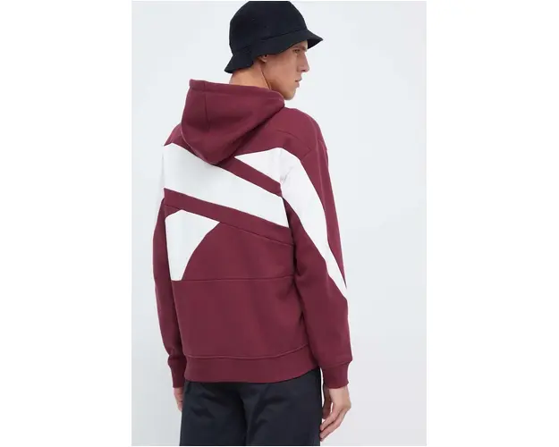 Reebok Classic bluza barbati, culoarea bordo, cu gluga, modelator