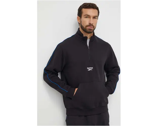 Reebok bluza barbati, culoarea negru, cu imprimeu