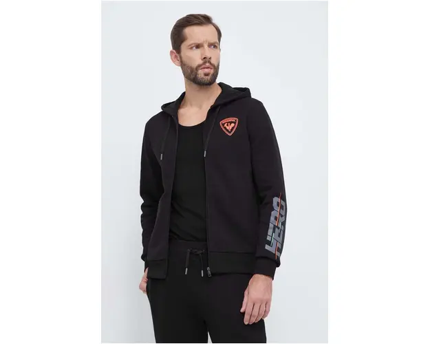 Rossignol hanorac de bumbac HERO barbati, culoarea negru, cu gluga, cu imprimeu