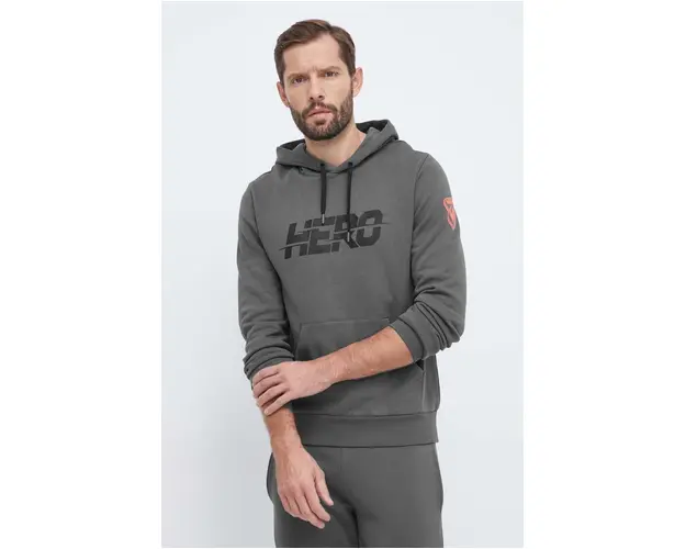 Rossignol hanorac de bumbac HERO barbati, culoarea gri, cu gluga, cu imprimeu