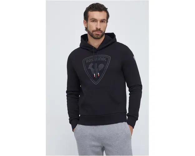 Rossignol bluza barbati, culoarea negru, cu gluga, cu imprimeu