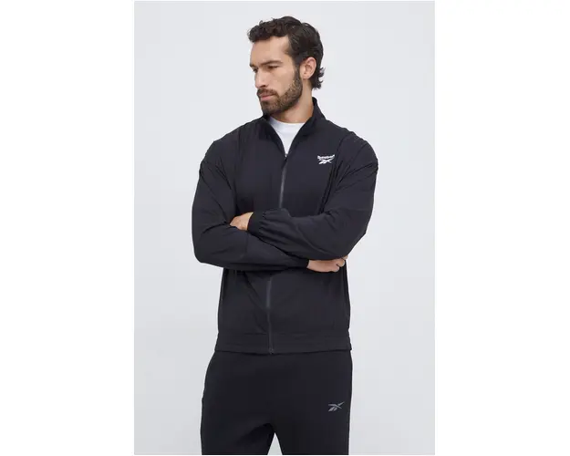 Reebok bluza barbati, culoarea negru, cu imprimeu