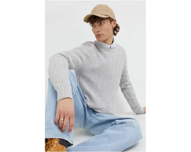 Abercrombie & Fitch pulover barbati, culoarea gri