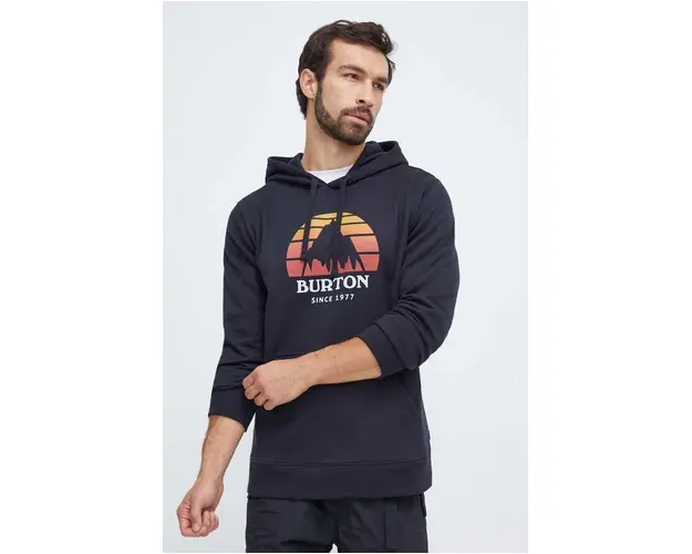 Burton bluza barbati, culoarea negru, cu gluga, cu imprimeu