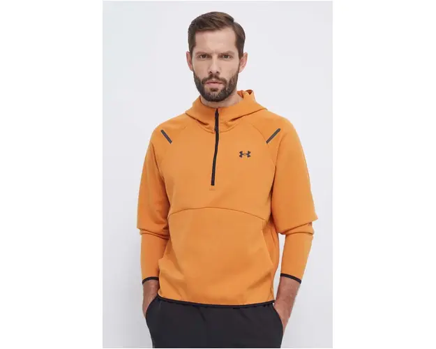 Under Armour hanorac de antrenament Unstoppable culoarea portocaliu, cu gluga, neted