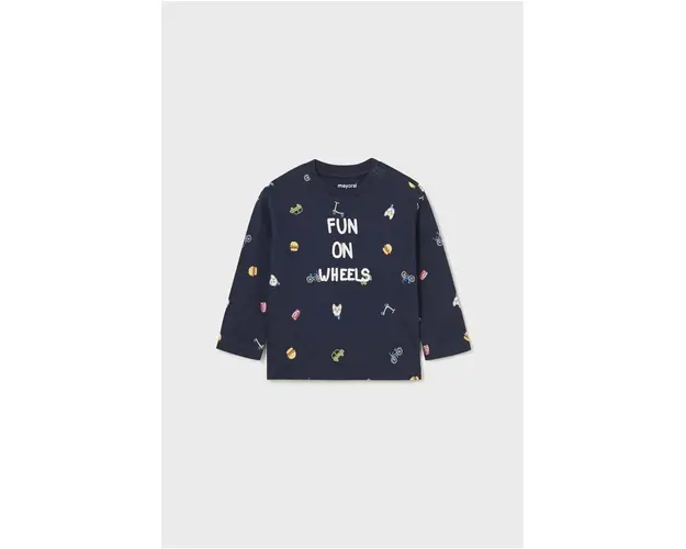 Mayoral longsleeve din bumbac pentru bebelusi culoarea albastru marin, modelator