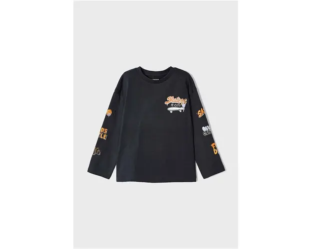 Mayoral longsleeve din bumbac pentru copii culoarea gri, cu imprimeu