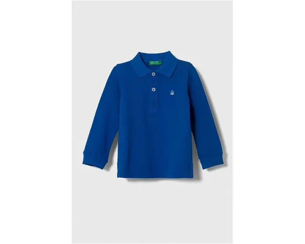 United Colors of Benetton longsleeve din bumbac pentru copii neted
