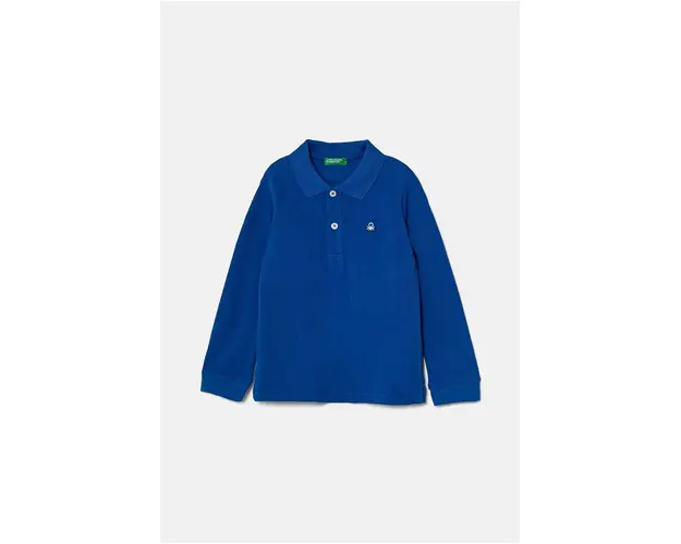 United Colors of Benetton longsleeve din bumbac pentru copii culoarea rosu, neted