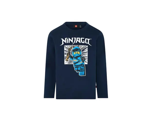 Lego longsleeve din bumbac pentru copii culoarea albastru marin, cu imprimeu