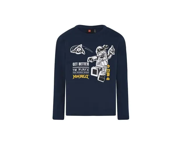 Lego longsleeve din bumbac pentru copii culoarea albastru marin, cu imprimeu