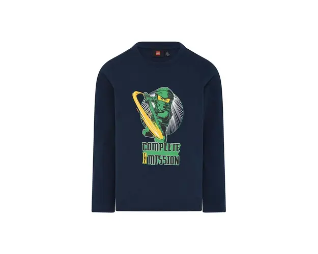 Lego longsleeve din bumbac pentru copii culoarea albastru marin, cu imprimeu