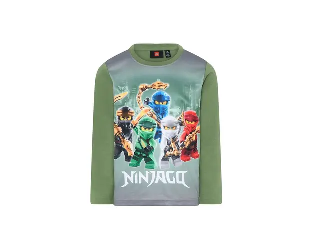 Lego longsleeve din bumbac pentru copii culoarea verde, cu imprimeu