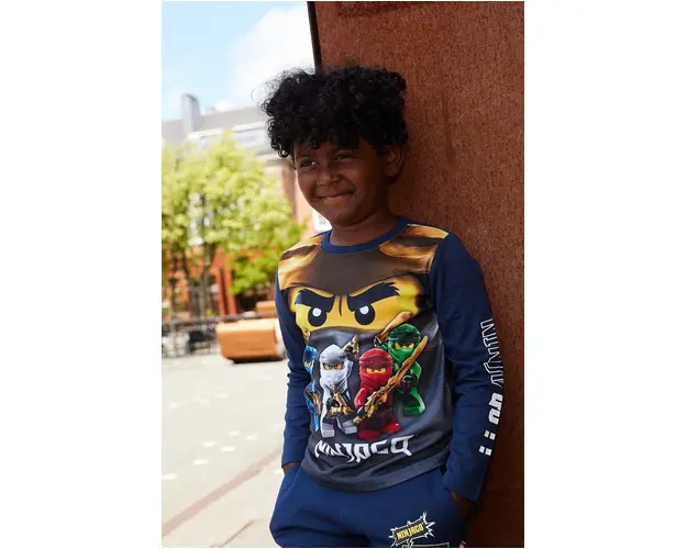 Lego longsleeve din bumbac pentru copii culoarea albastru marin, cu imprimeu