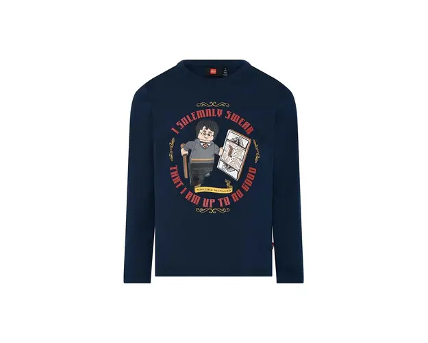 Lego longsleeve din bumbac pentru copii culoarea albastru marin, cu imprimeu
