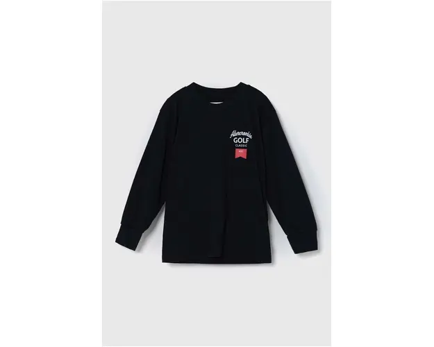 Abercrombie & Fitch longsleeve copii culoarea negru, cu imprimeu