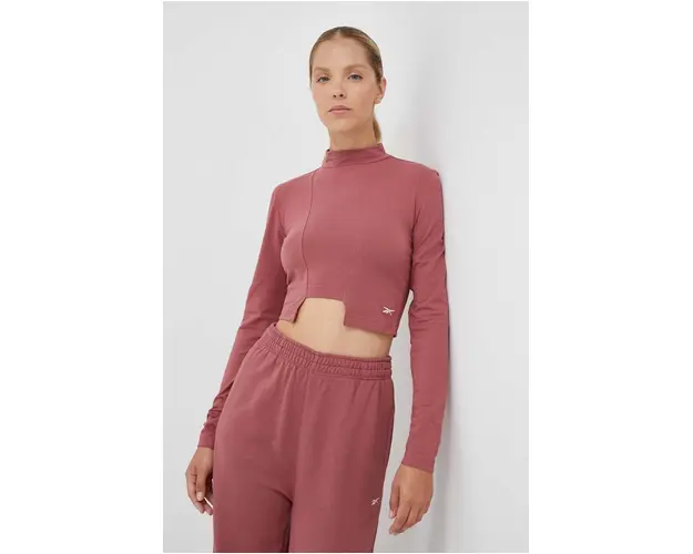 Reebok Classic longsleeve femei, culoarea roz, cu turtleneck