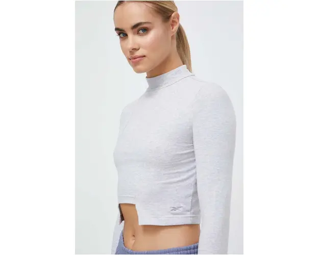 Reebok Classic longsleeve femei, culoarea gri, cu turtleneck