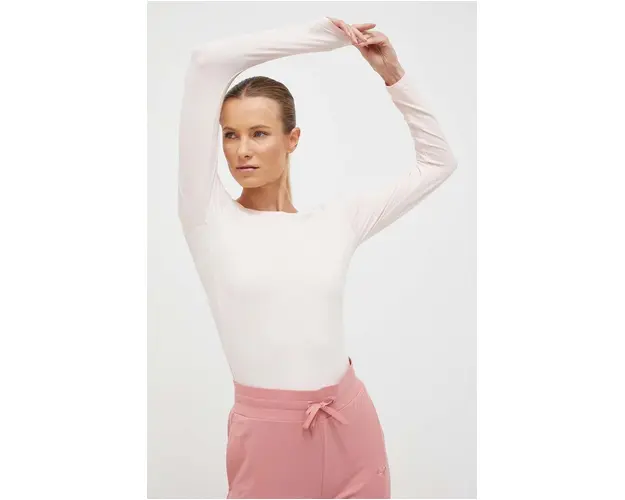 Roxy longsleeve de yoga Naturally Active culoarea roz, cu spate descoperit