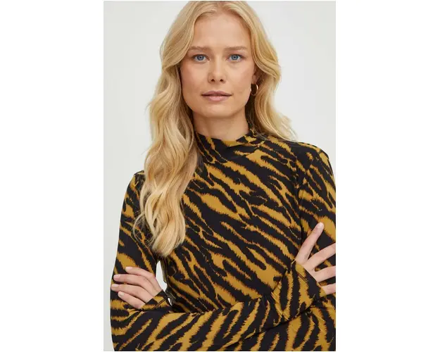 Levi's longsleeve femei, culoarea maro, cu guler