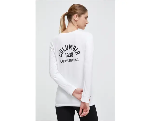 Columbia longsleeve din bumbac culoarea bej