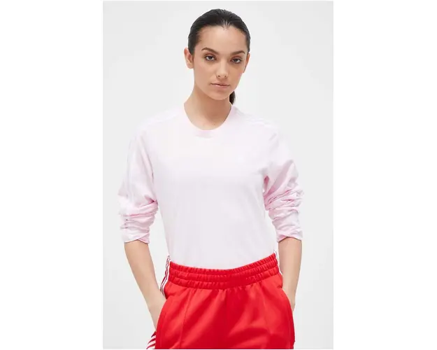adidas longsleeve din bumbac culoarea roz