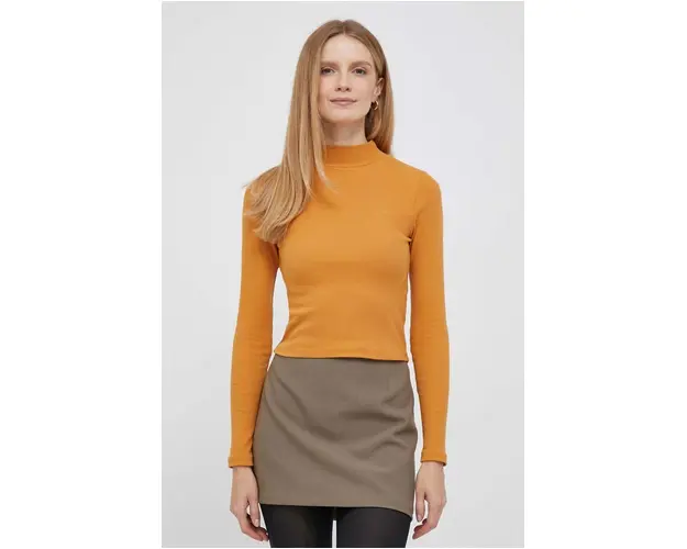 Pepe Jeans longsleeve Winona Perkins femei, culoarea galben, cu turtleneck