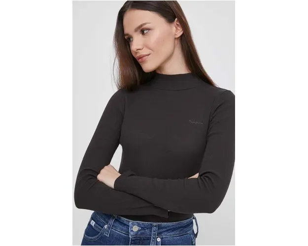 Pepe Jeans longsleeve femei, culoarea negru, cu turtleneck