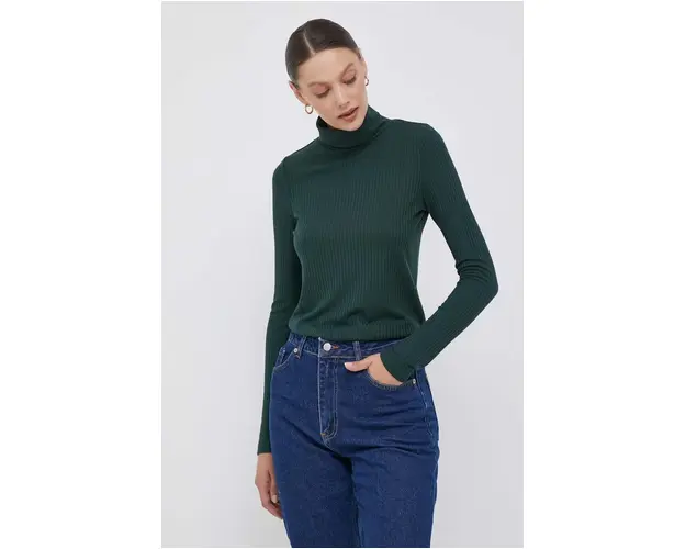 Pepe Jeans longsleeve DEBORAH femei, culoarea verde, cu guler