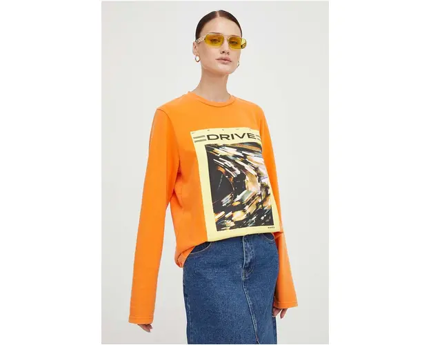 Résumé longsleeve din bumbac culoarea portocaliu