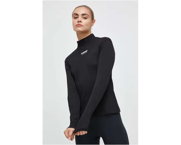 Hummel longsleeve Gisa femei, culoarea negru, cu turtleneck