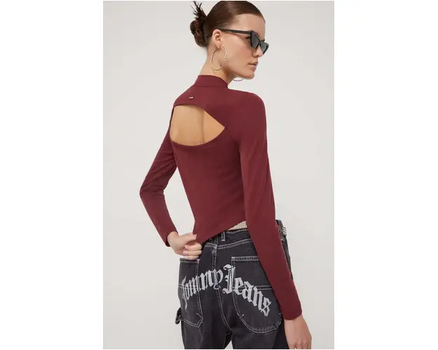 Superdry longsleeve femei, culoarea bordo
