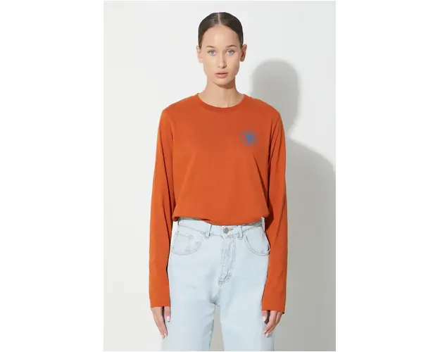 Fjallraven longsleeve din bumbac 1960 Logo culoarea portocaliu