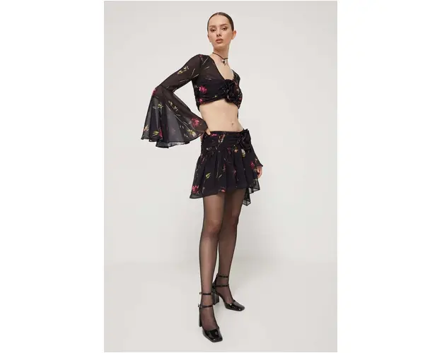 Rotate bluza culoarea negru, in modele florale