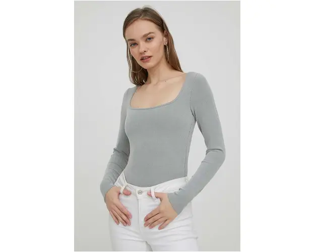 Hollister Co. longsleeve femei, culoarea gri