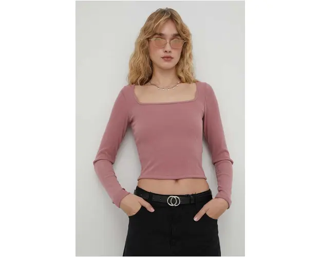 Hollister Co. longsleeve femei, culoarea roz