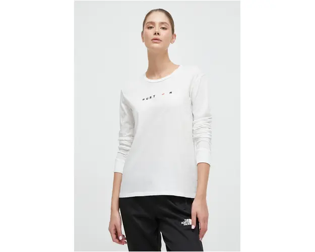 Burton longsleeve din bumbac culoarea alb