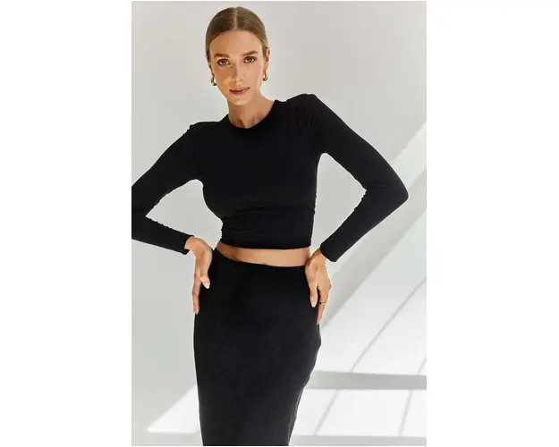 Saint Body longsleeve femei, culoarea negru, cu spate descoperit