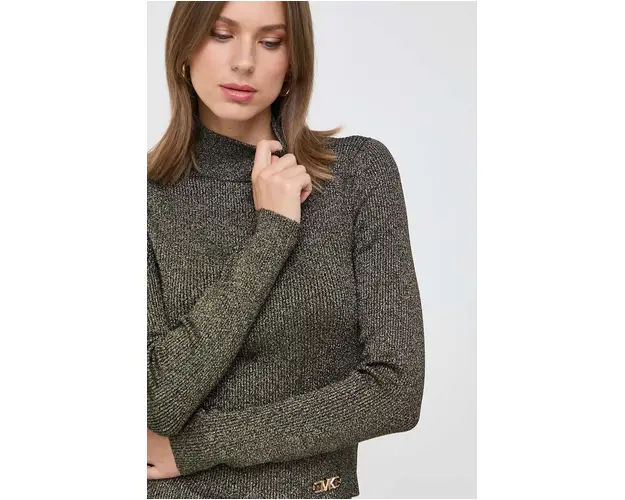 MICHAEL Michael Kors pulover femei, culoarea auriu, cu turtleneck