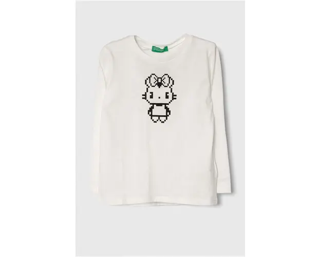 United Colors of Benetton longsleeve din bumbac pentru copii culoarea alb
