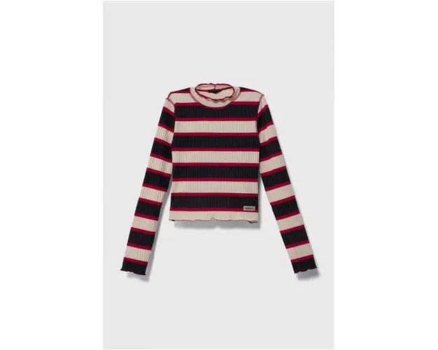 Sisley longsleeve copii culoarea gri, cu turtleneck