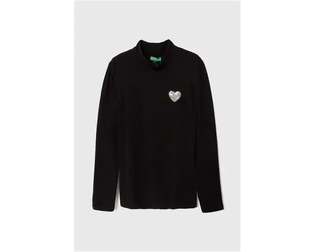United Colors of Benetton longsleeve copii culoarea negru, cu turtleneck
