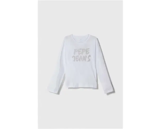 Pepe Jeans longsleeve din bumbac pentru copii culoarea alb